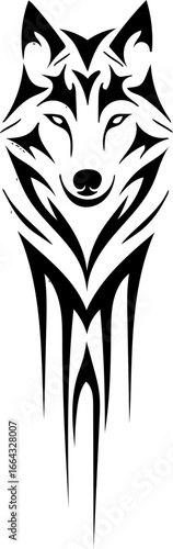 Tribal Wolf Tattoo Design Vector Art - Fierce Canine Spirit Illustration for Apparel and Decor