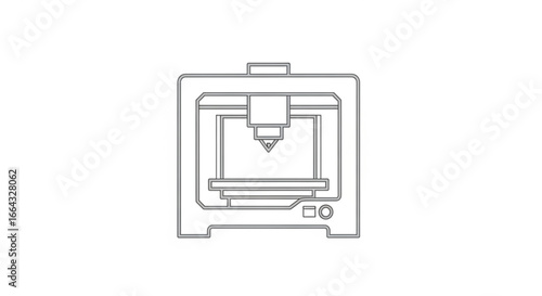 Outline vector of a modern fdm printer for 3d printing technology and rapid prototyping design and manufacturing