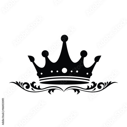 Ornate black crown with decorative flourish royal regal