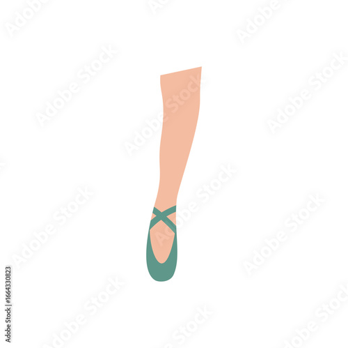 Ballerina pointe shoes. Cartoon ballet dancer legs. Vector illustration.
