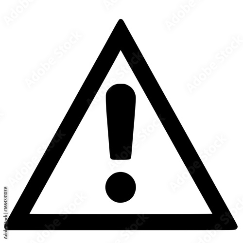 Caution Sign: A simple, yet effective warning sign in a photorealistic representation, indicating a hazard or potential danger with a striking black outline, clear and concise imagery.