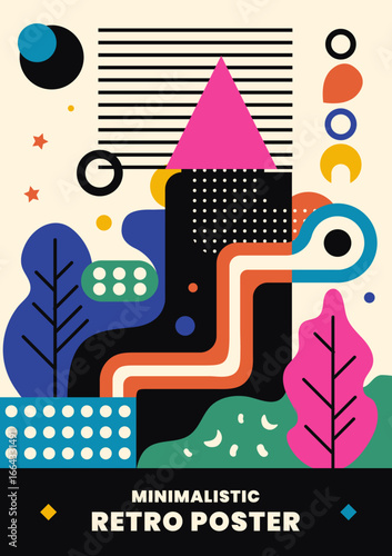 Minimalistic flat cityscape. Retro poster, infographic.