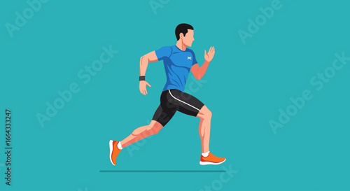 Dynamic vector illustration of a fit young man running or jogging in sportswear, symbolizing an active and healthy lifestyle for fitness and workout concepts
