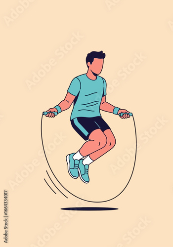 Man jumping rope, a vibrant illustration of a person exercising.