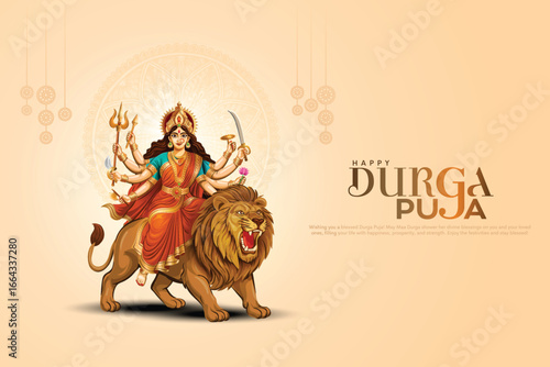Hindu goddess for happy Durga Puja festival.	