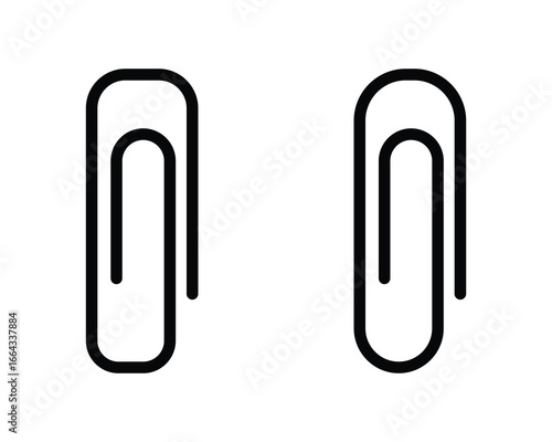 Two black paper clips outline icon. ideal for office supply and stationary, Vector Illustration