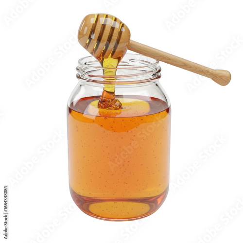 Golden honey jar isolated on transparent background