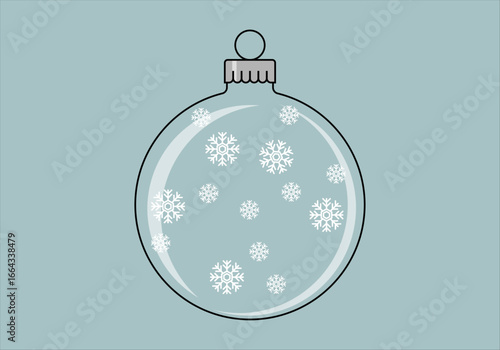 Bola de navidad transparente con copos de nieve