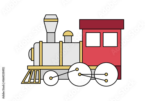 Locomotora de ferrocarril de color rojo y dorado