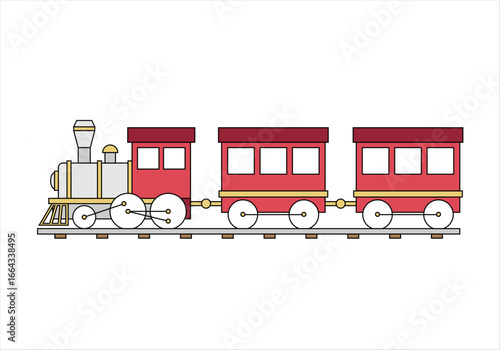 Tren con locomotora antigua con vagones rojos