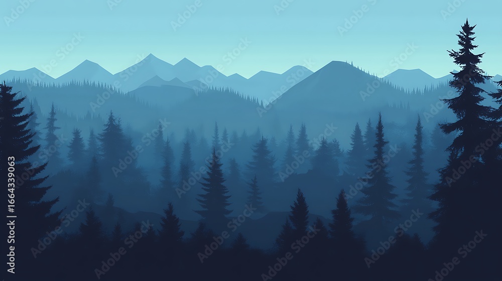 Fototapeta premium Misty mountain forest landscape