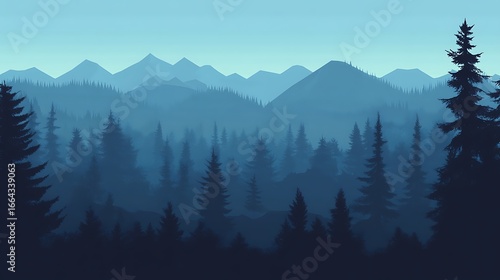 Fototapeta Naklejka Na Ścianę i Meble -  Misty mountain forest landscape