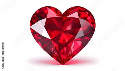 A brilliant, red heart-shaped gemstone