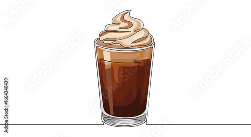 A refreshing glass of coffee drink with whipped cream