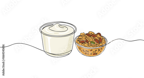 A close-up illustration of yogurt and granola