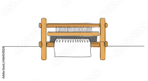 A simple hand-weaving loom in detailed perspective.
