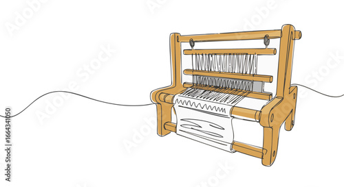 A Wooden Loom Displaying A Textile Art.