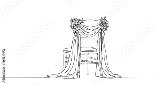 A drawing of an elegant decorated chair.