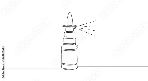A line drawing of a nasal spray in action.