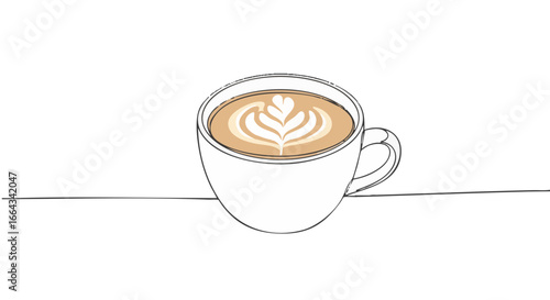 A Delicate Coffee Art in a Ceramic Cup.