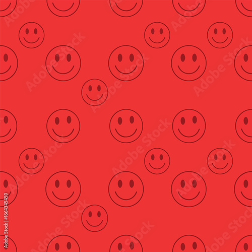 Seamless Pattern, Seamless pattern of smiling faces in matching red hues, creating cheerful backdrop Stock royalty free