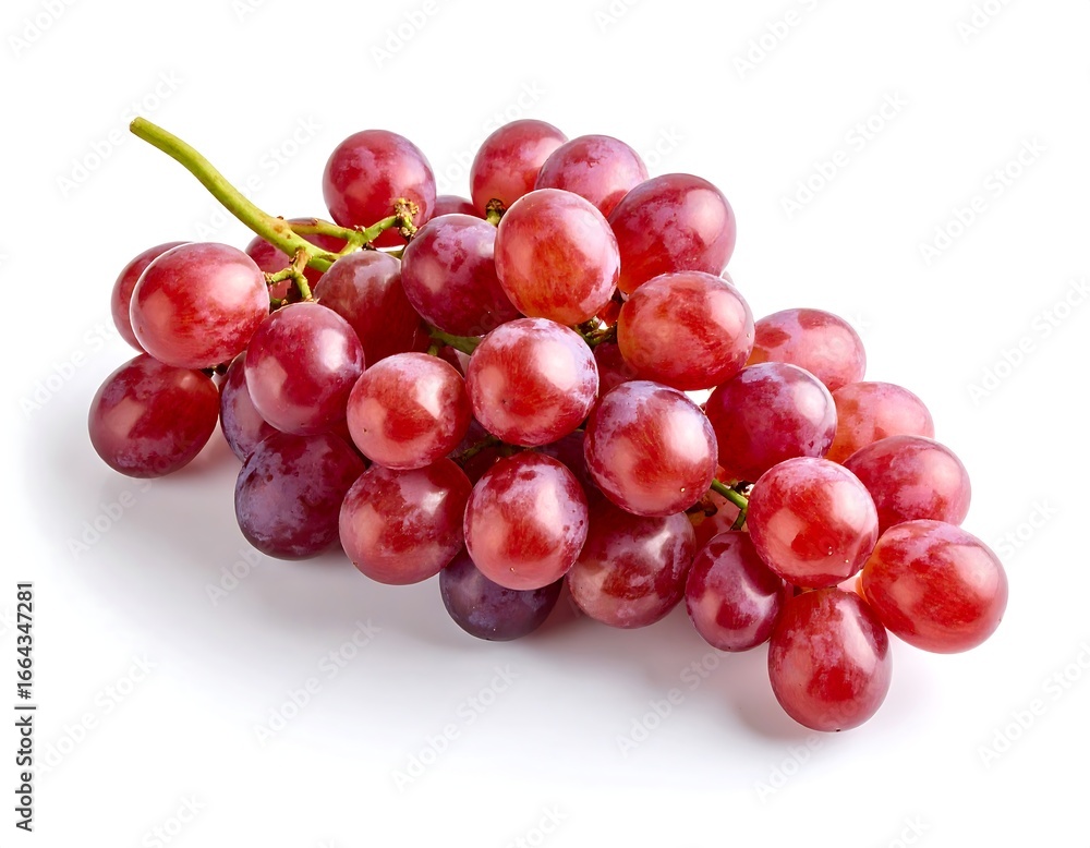 Fototapeta premium Red Grape Cluster, Isolated on White Background