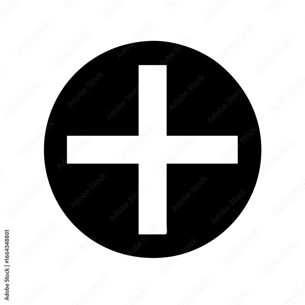 Obraz premium Black Circle With Plus Icon Isolated On White Background