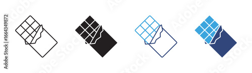 Chocolate icon set in outline and flat style , vector illustration. 
