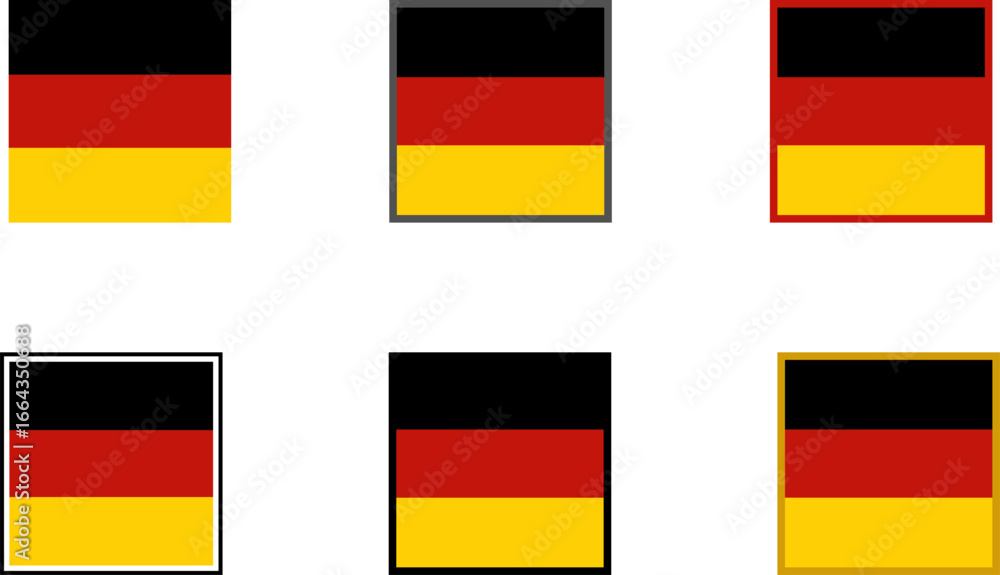 Fototapeta premium Square German Flags with Outlines