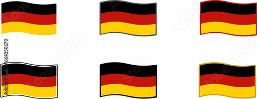 Wavy German Flags with Outlines