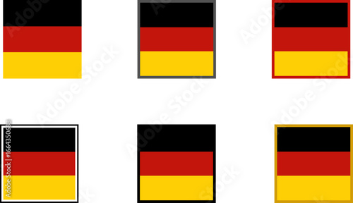Square German Flags with Outlines