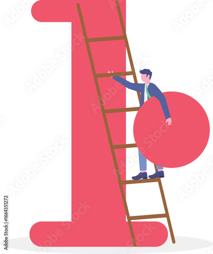 Flat illustration of businessman team build information symbol representing communication and providing solution