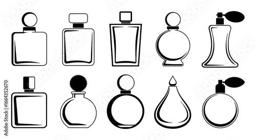 Collection of Black and White Perfume Bottle Icons