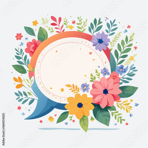Colorful Floral Speech Bubble Design