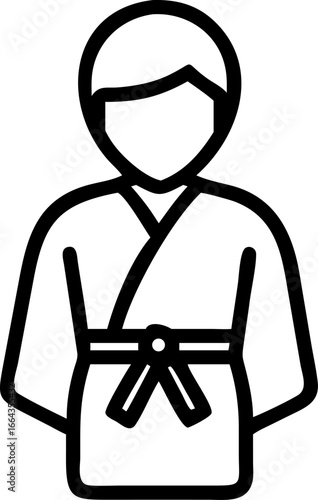 Elegant person in traditional kimono with obi belt on white background