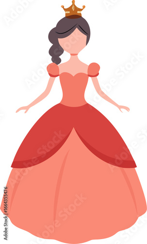 Elegant princess ball gown with flared skirt illustration