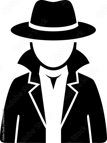 Man in trench coat and fedora hat illustration
