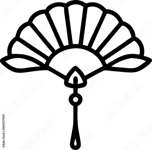 Elegant feathered masquerade fan on a white background