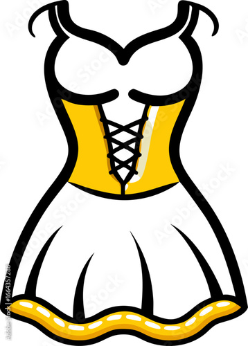 Elegant victorian era dress with corset illustration