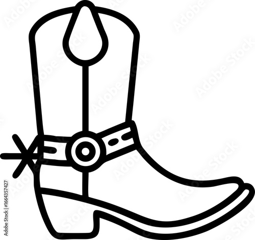 Classic cowboy boots with spurs on a clean white background