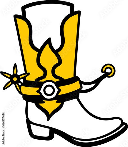 Classic cowboy boots with spurs on a clean white background