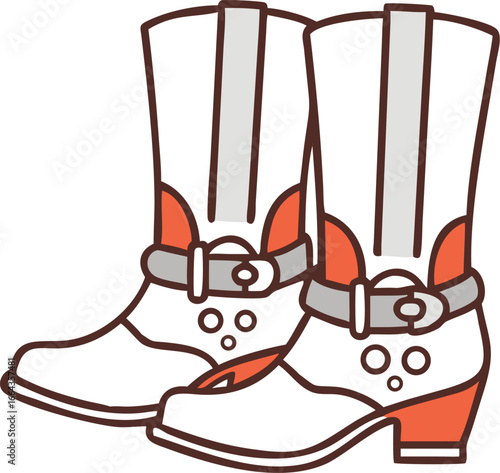 Classic cowboy boots with spurs on a clean white background
