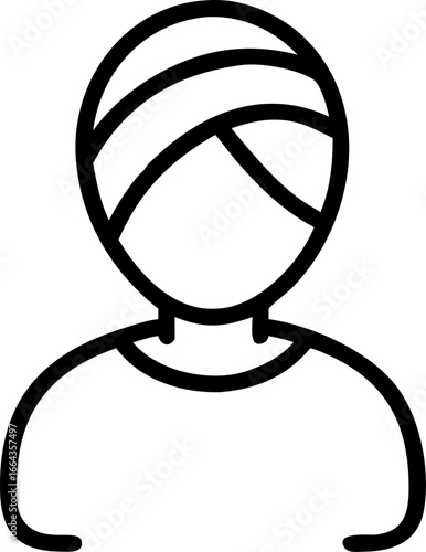 Stylized person wearing a turban on a white background