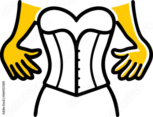 Person wearing corset and lace gloves illustration