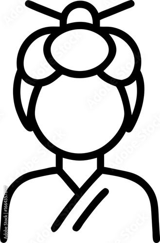 Elegant geisha hairstyle with decorative hairpin