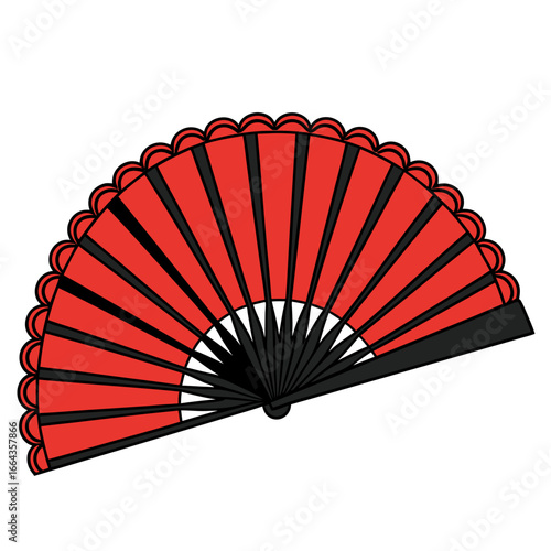 Elegant flamenco fan opened wide on a clean white background
