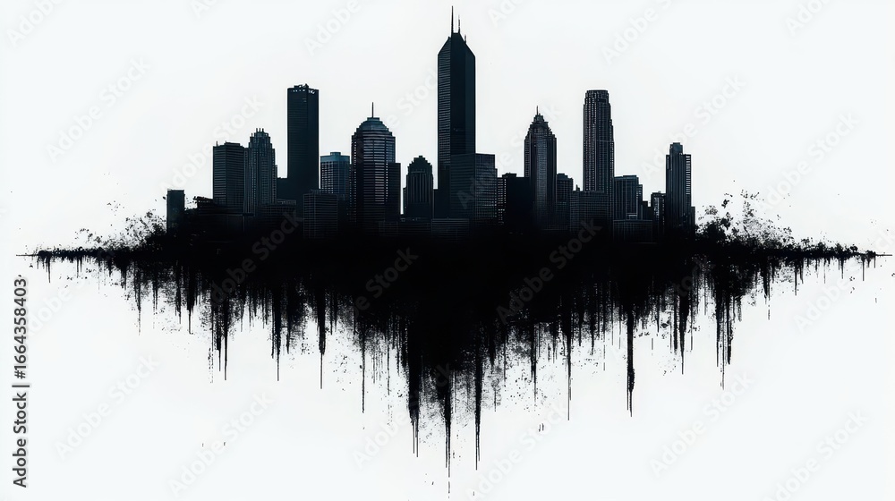 Fototapeta premium Urban Decay: Cityscape Silhouette