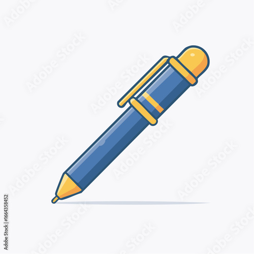 A sleek and stylish writing instrument, featuring a vibrant blue barrel and bright yellow clip, perfect for capturing ideas, jotting notes, or professional tasks with ease and clarity