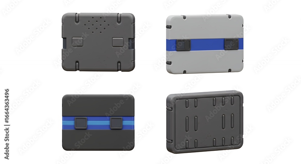Fototapeta premium Four square gray and blue components