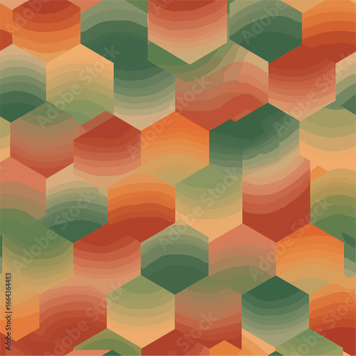Seamless Pattern, Abstract geometric pattern with hexagon shapes and earth tone color gradients Stock royalty free